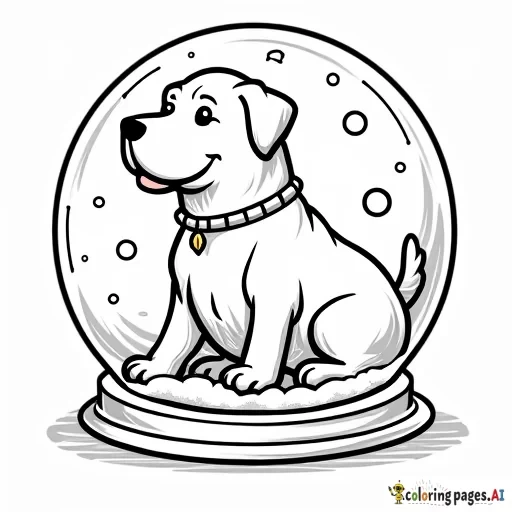 labrador retriever in a snowglobe