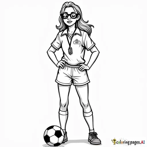 Latina soccer coach with whistle around her neck and a suit on