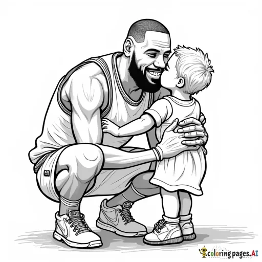 LeBron James kissing a child