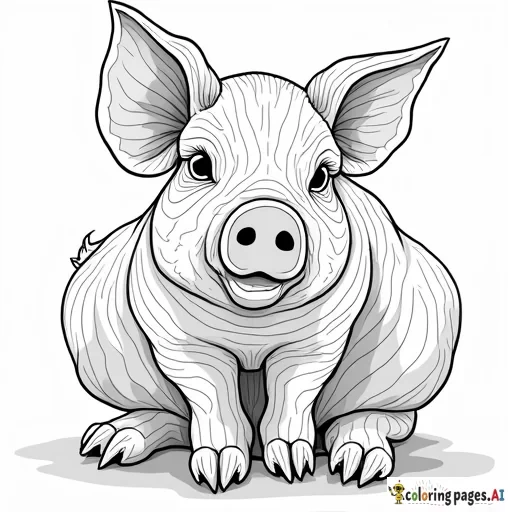 line art mosaic of a pig