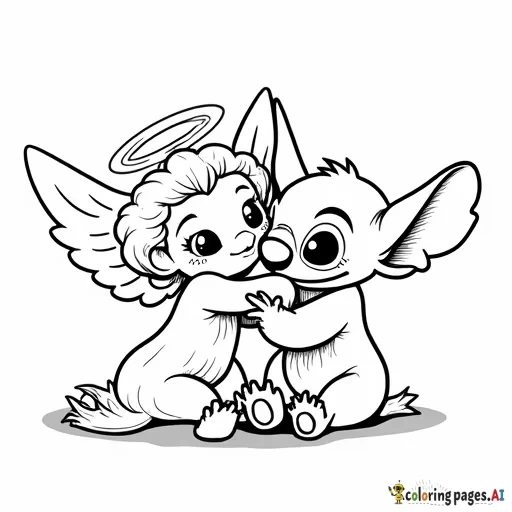 little black girl playing with angel and stitch