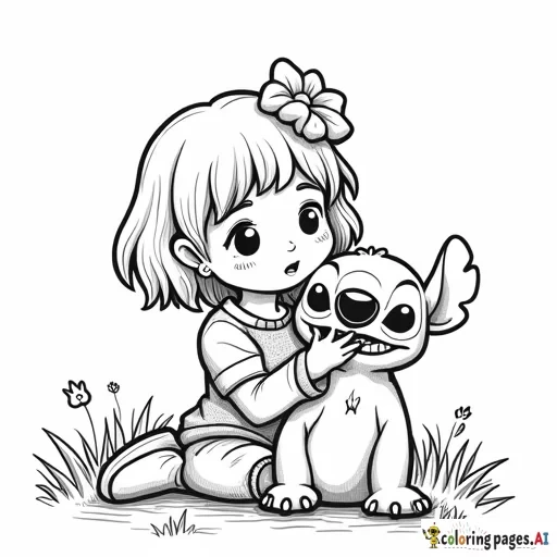 little black girl playing with stitch