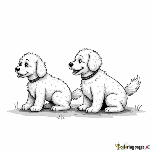 Little blonde girl playing with two big fluffy doodle dogs