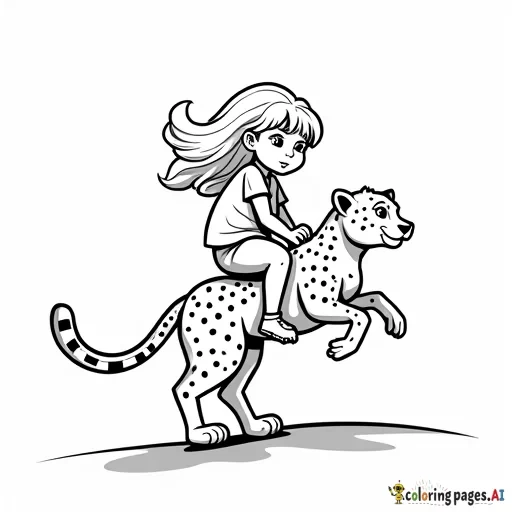 Little blonde girl riding a cheetah