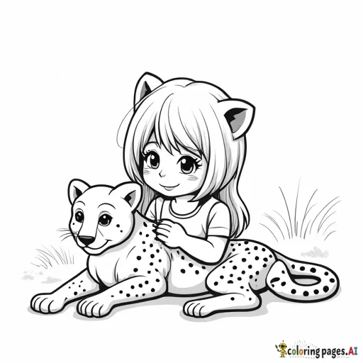 Little blonde girl with a cheetah