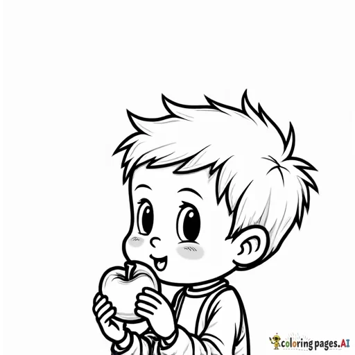 little boy eating a caramel apple