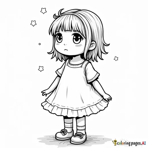 Little girl - Free Printable Coloring Page