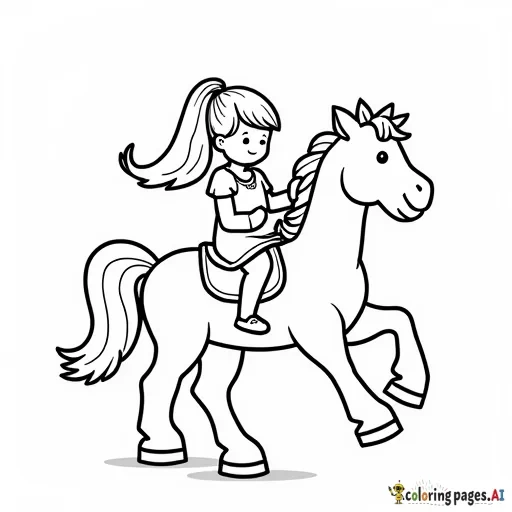 Little girl riding a pony