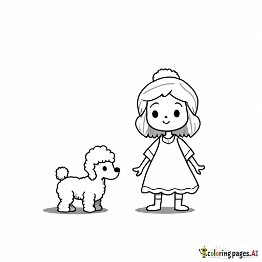Little girl with two poodles