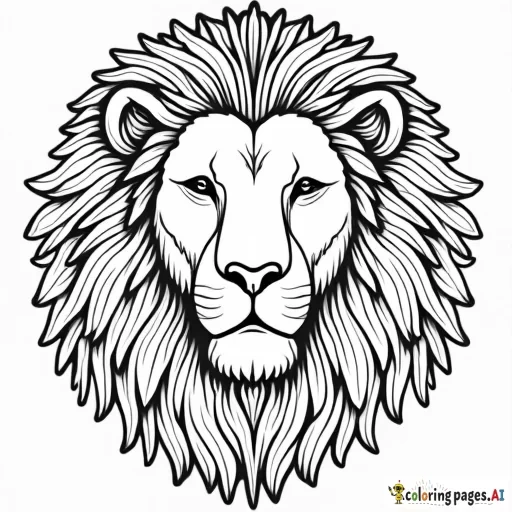 mandala art of lion, thin line, white background, fine line art, coloring page, for adult, Coloring Page, black and white, line art, white background, Simplicity, Ample White Space. The background of the coloring page is plain white to make it easy for young children to color within the lines. The outlines of all the subjects are easy to distinguish, making it simple for kids to color without too much difficult
