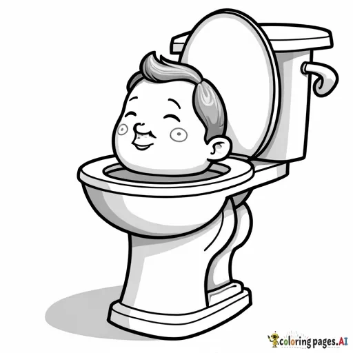 mans head sticking out of a toilet bowl