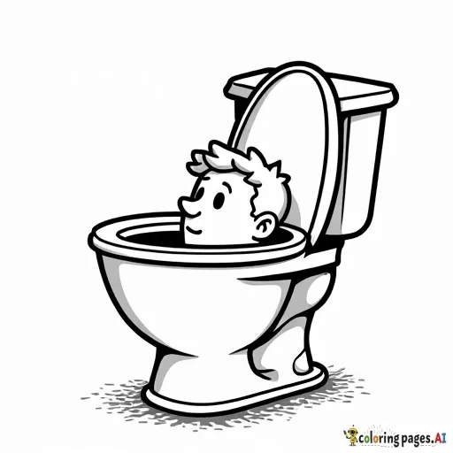 mans head sticking out of a toilet bowl