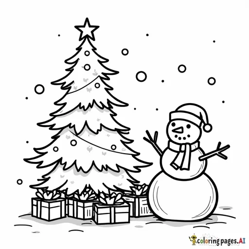 Merry Christmas, Iann! A Christmas tree with presents under it and a snowman