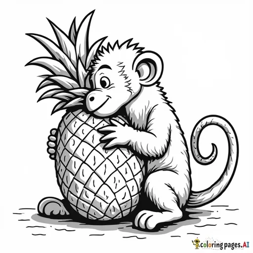 monkey eating a pineapple
