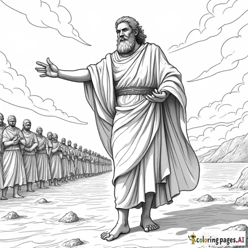 MOSES OPENING THE RED SEA WITH CHARRIOTS BEHIND HIM