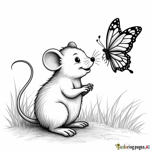 Mouse chasing butterfly