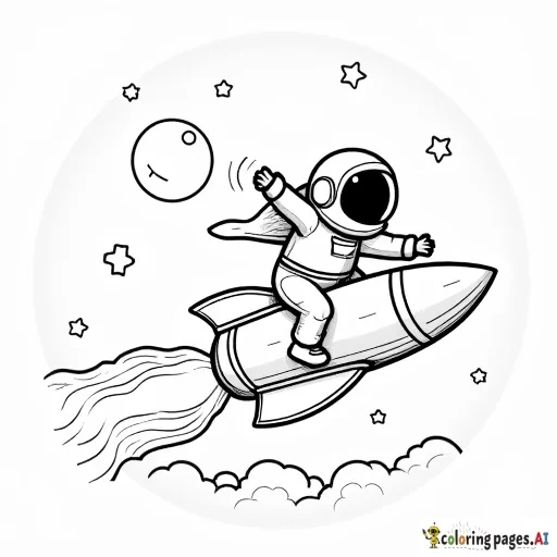 my teacher riding a  rocket in outerspace