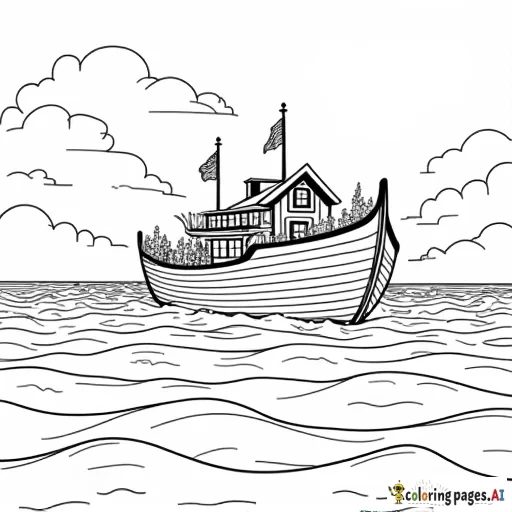 NOAH AND THE ARK FLOATING ON TOP OF A FLOOD OF WATER