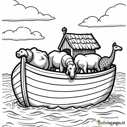 Noah loading animals into the ark
