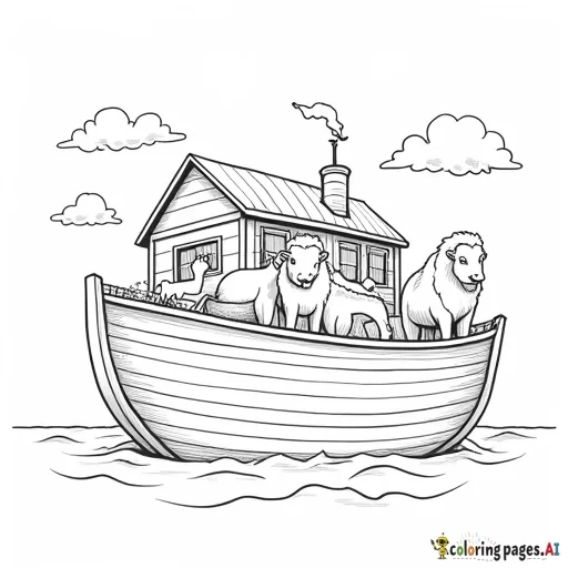 Noah loading animals into the ark