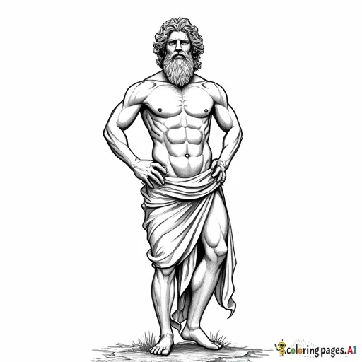 nude greek god with hands on hips