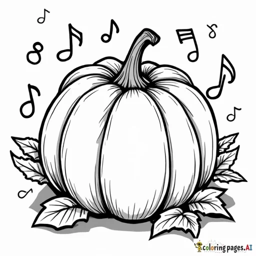 October coloring page with music notes