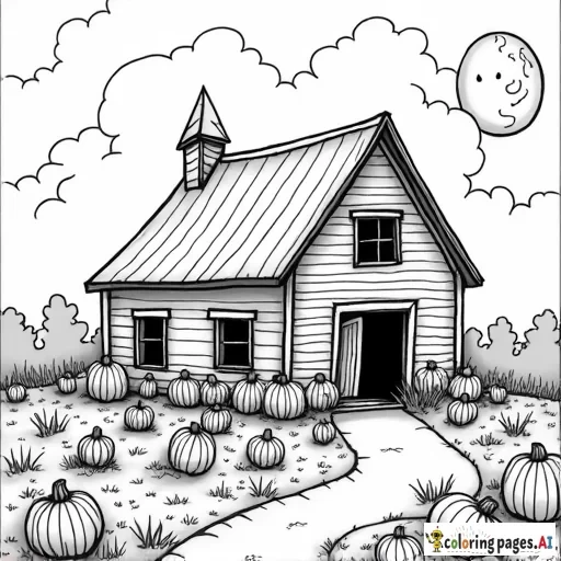 old dilapidated house ghost pumpkin patch hay large old run down barn full moon