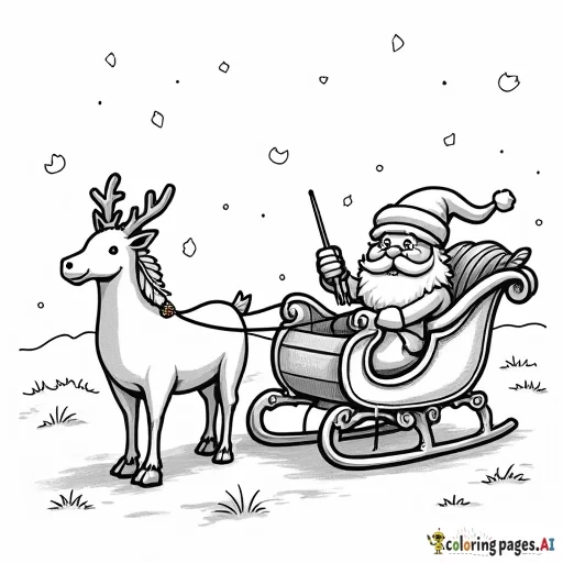 Old fashioned Santa next to sleigh