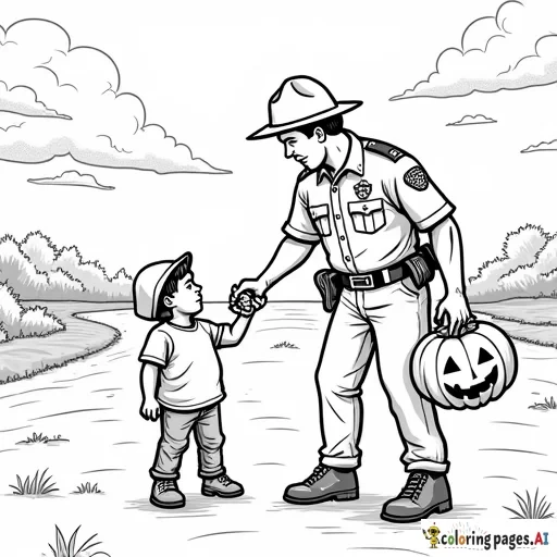 orange county Florida sheriff officer passing out Halloween candy