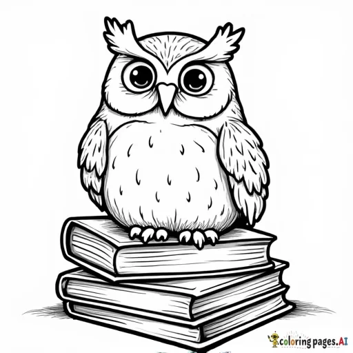 owl sitting on books
