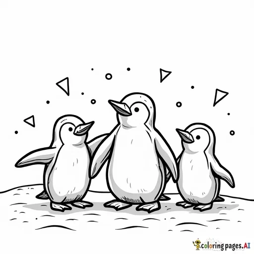 penguin family partying