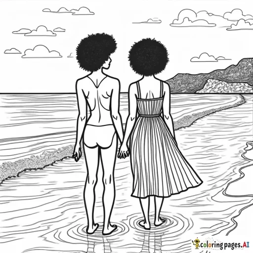 people of color Afro at the beach PEACE & LOVE with a majestic vibe