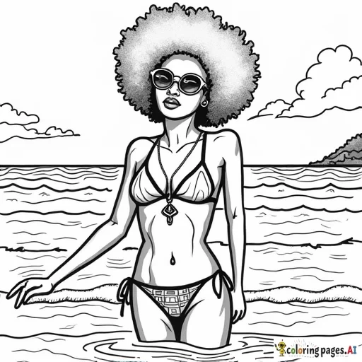 people of color Afro at the beach PEACE & LOVE with a majestic vibe