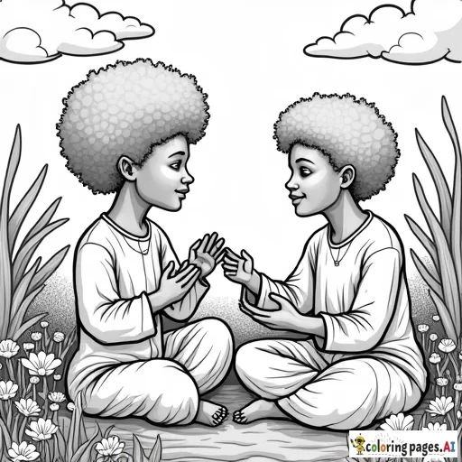 people of color with afro's Zen and cozy scene with PEACE & LOVE in the air