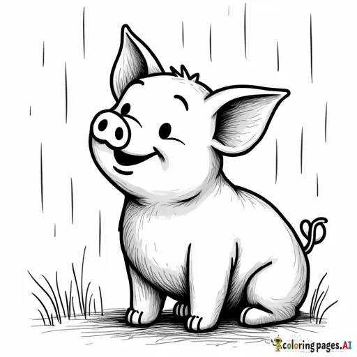 pig in the rain that looks like Piglet from Winnie the Pooh