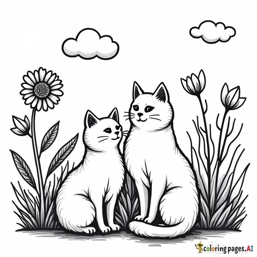 Pocket world style. Plants. Soda can. Crayon box. Cats and flowers.