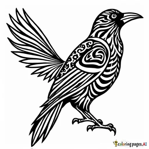 Polynesian tattoo pattern crow
