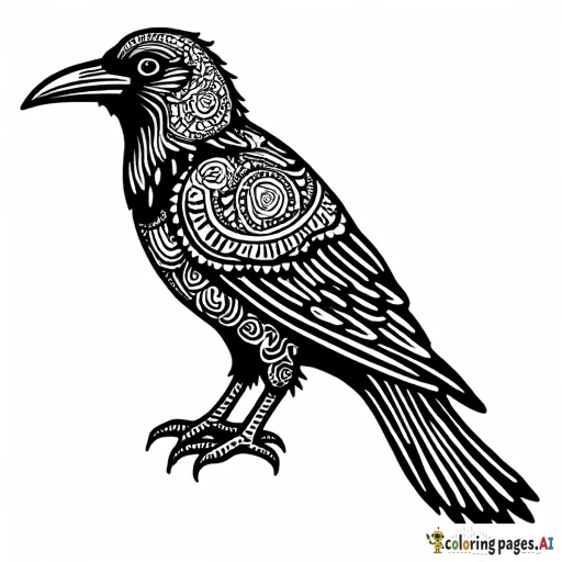 Polynesian tattoo pattern crow
