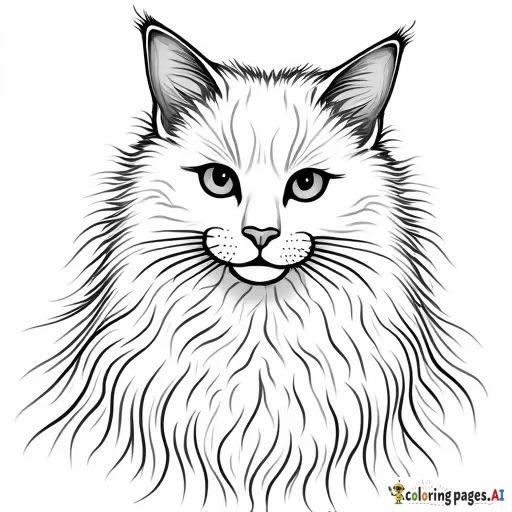 portrait of long-haired cat by Egon Schiele in the style of Pino Daeni's painting style