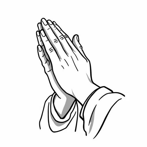 Praying hands in black with all white background