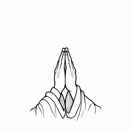 Praying hands in black with all white background