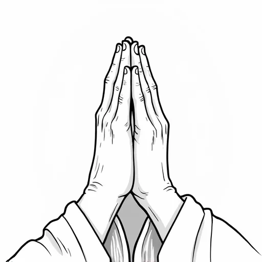 Praying hands in black with all white background