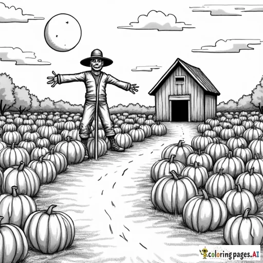 pumpkin patch scary scarecrow barn full moon