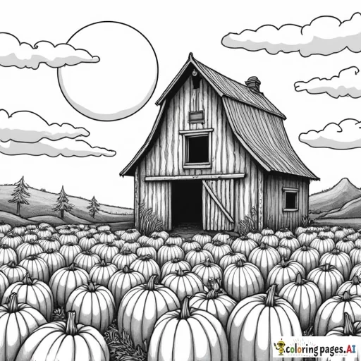 pumpkin patch scary scarecrow large old run down barn full moon