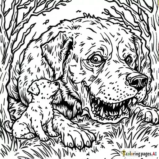 puppies and scary big dog