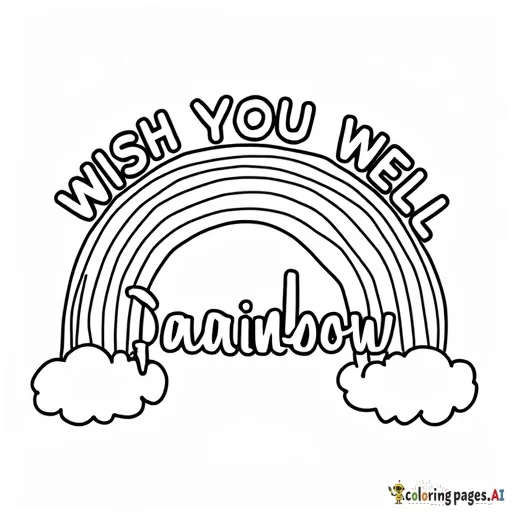 rainbow with We Wish You Well over the rainbow in bubble letters
