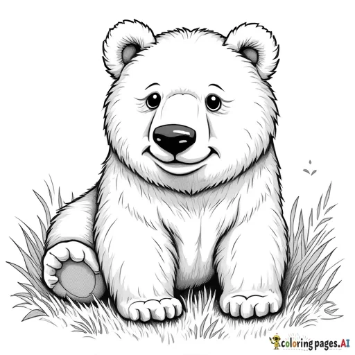 Realistic Bear. Coloring book cover