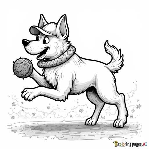 Realistic Dog playing baseball