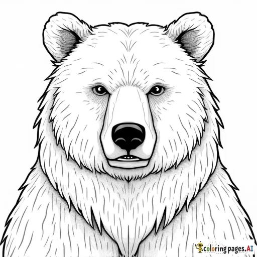 Realistic grizzly Bear. Coloring book cover