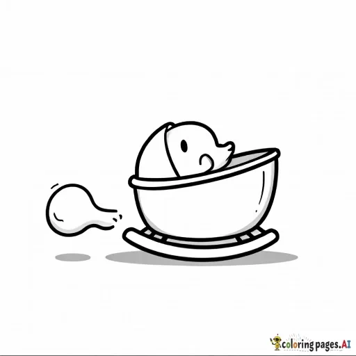 Rocking baby bassinet with the word “sandstone” written in empty bubble letters